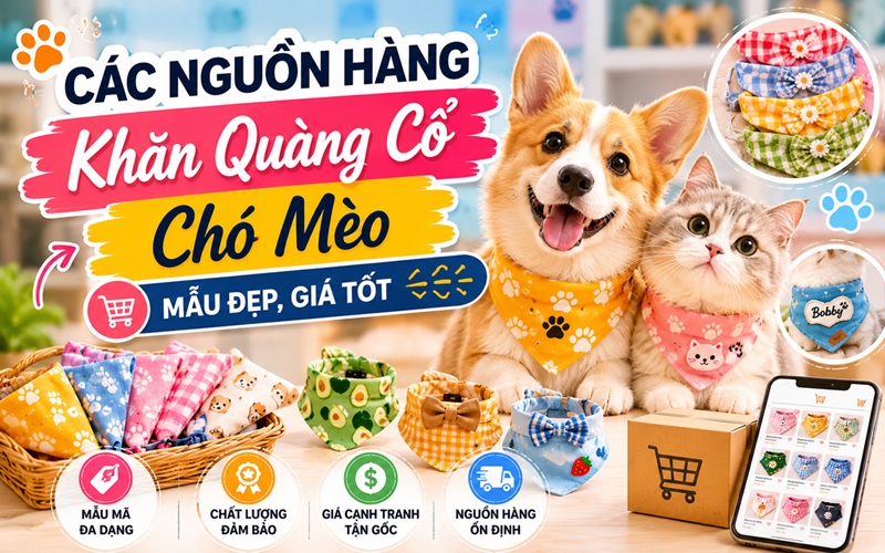nguồn hàng khăn quàng cổ chó mèo