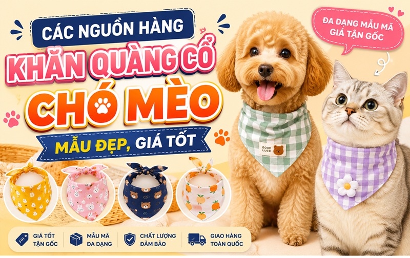 nguồn hàng khăn quàng cổ chó mèo